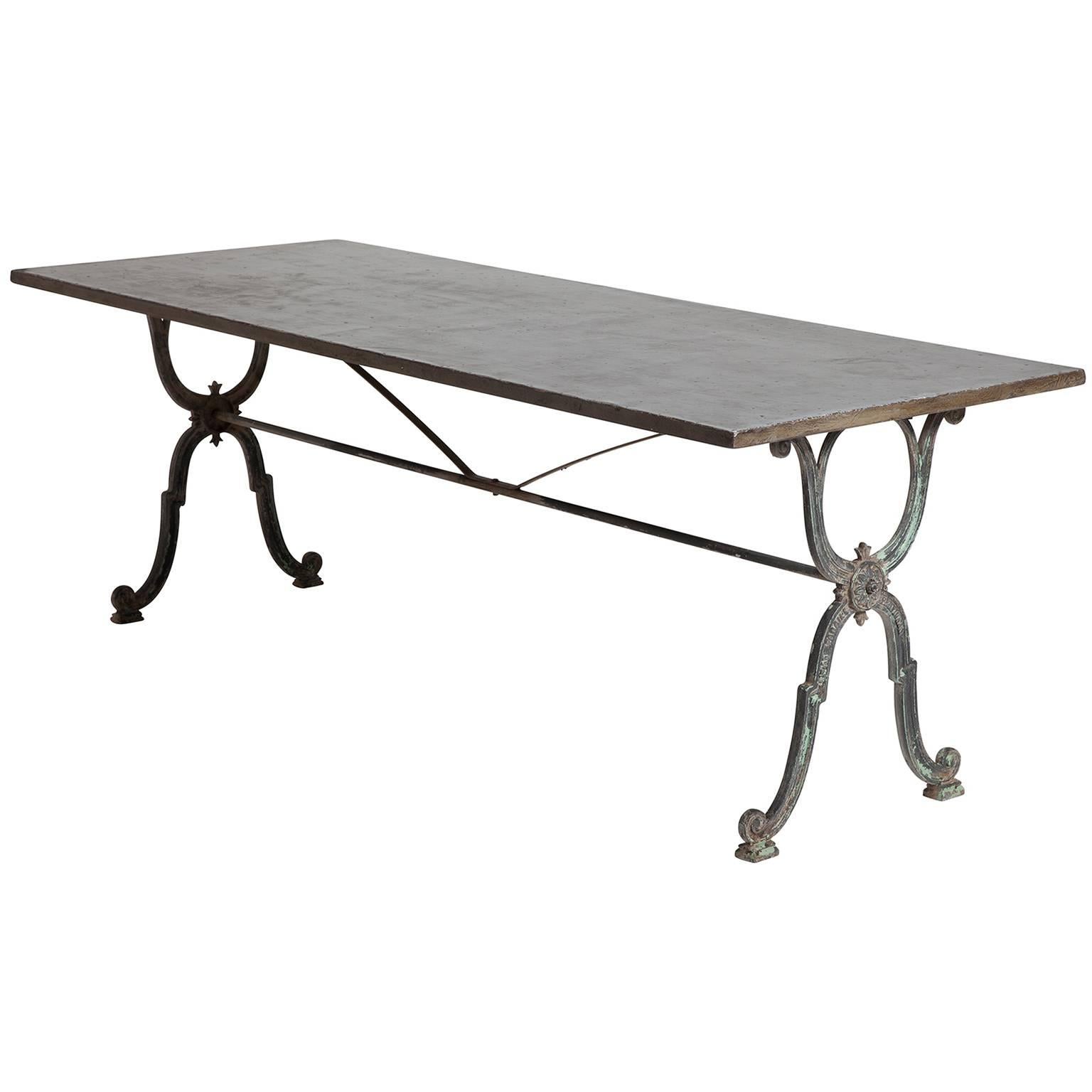 French Bistro Table with Zinc Top, circa 1900