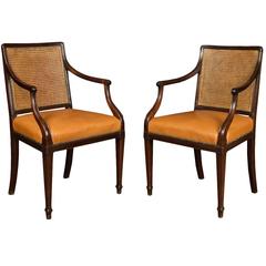 Pair of Mahogany Hepplewhite Style Office Armchairs