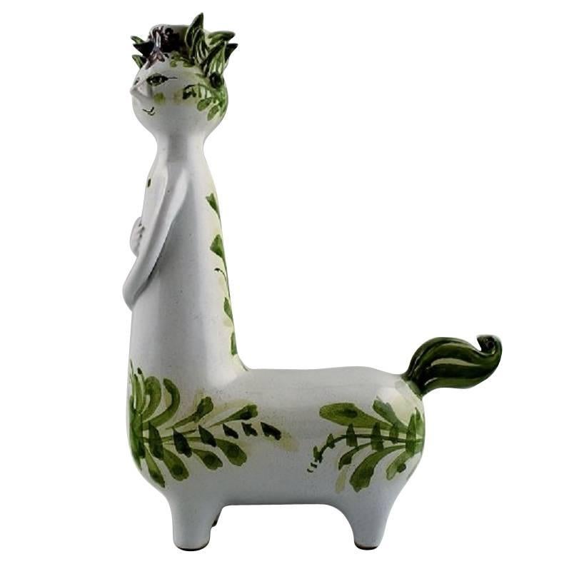 Unique and Rare Bjorn Wiinblad Candlestick from the Blue House, Green Glaze, Da