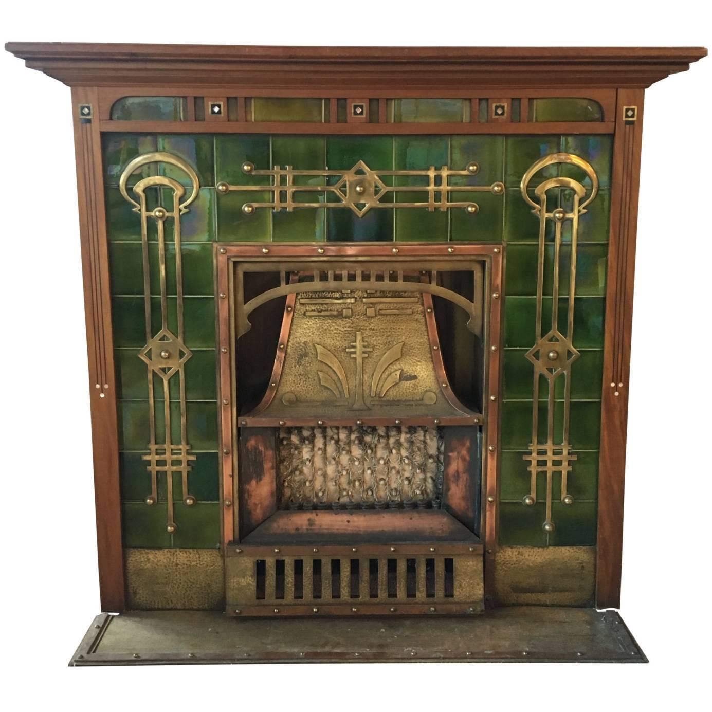Breathtaking Art Deco Fireplace, circa 1920s For Sale at
