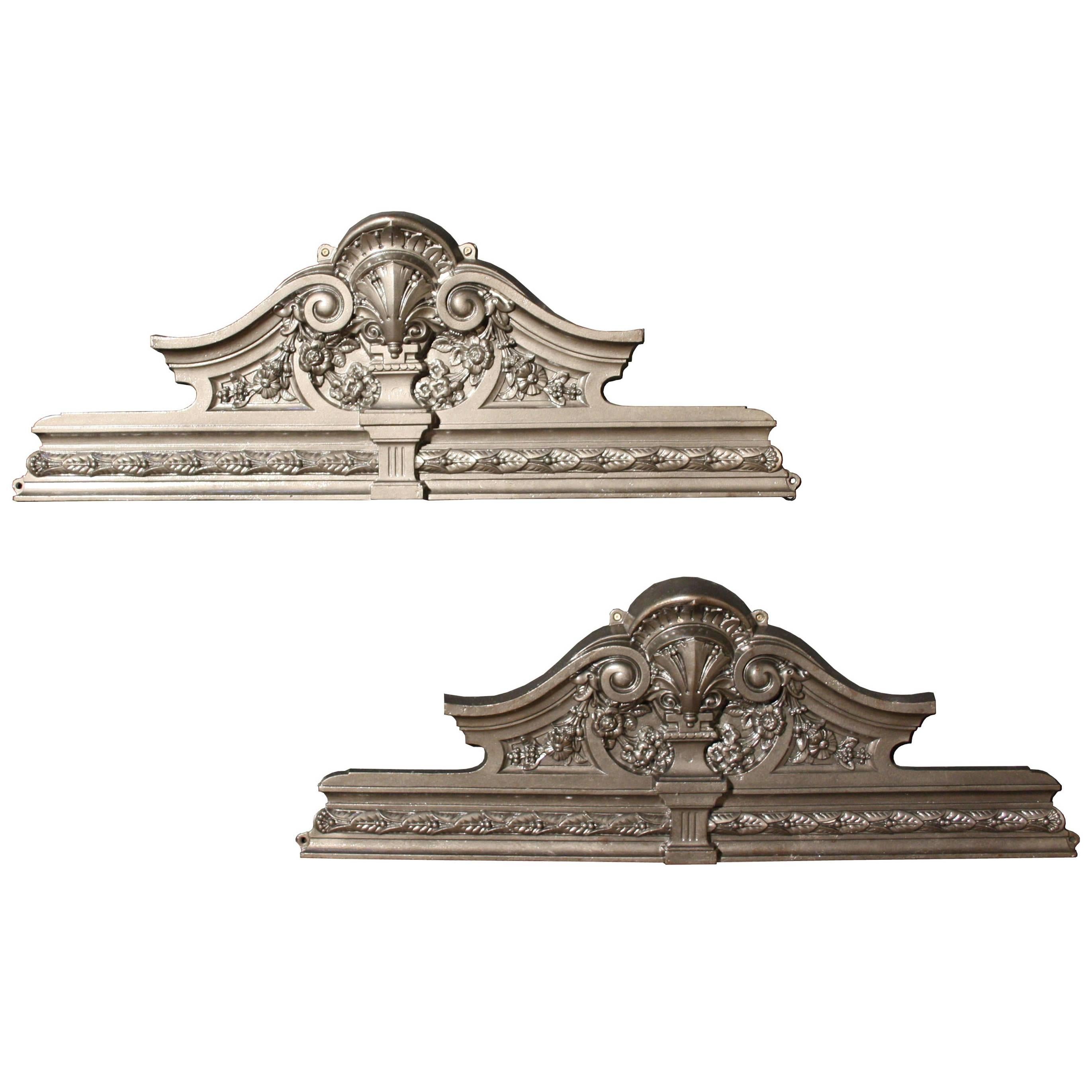 Pair of Victorian Cast Iron Overdoor Pediments