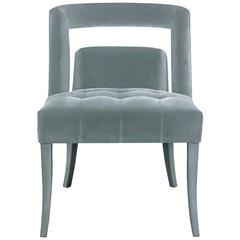 European Modern Velvet and Nickel Studded Naj Dining Chair by Brabbu 12