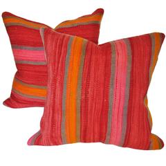 Custom Pillows Cut from a Vintage Hand-Loomed Wool Moroccan Rug, Atlas Mountain