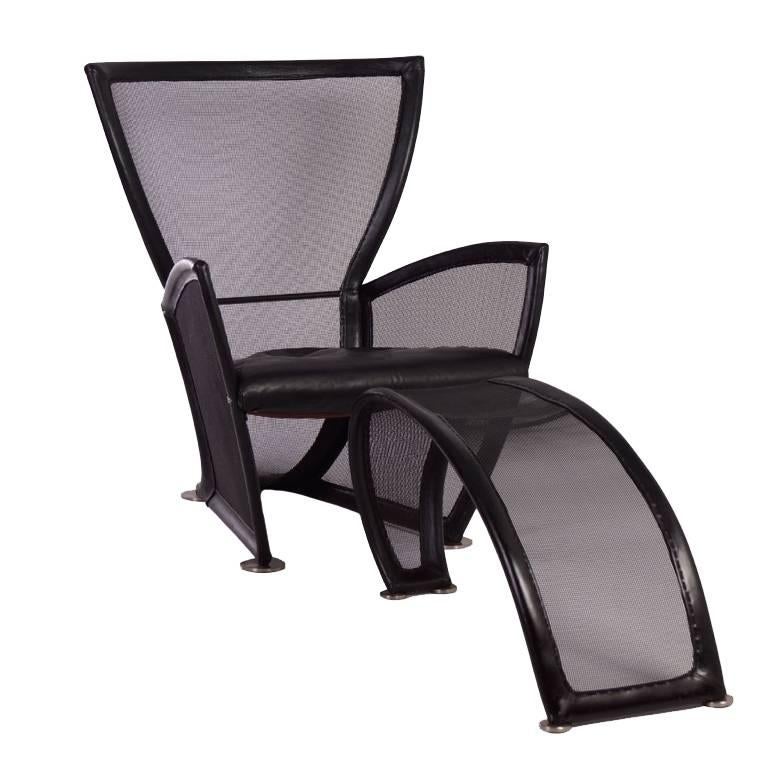 1980s Lounge Chair with Ottoman ‘Privè’ by Paolo Nava for Arflex For Sale