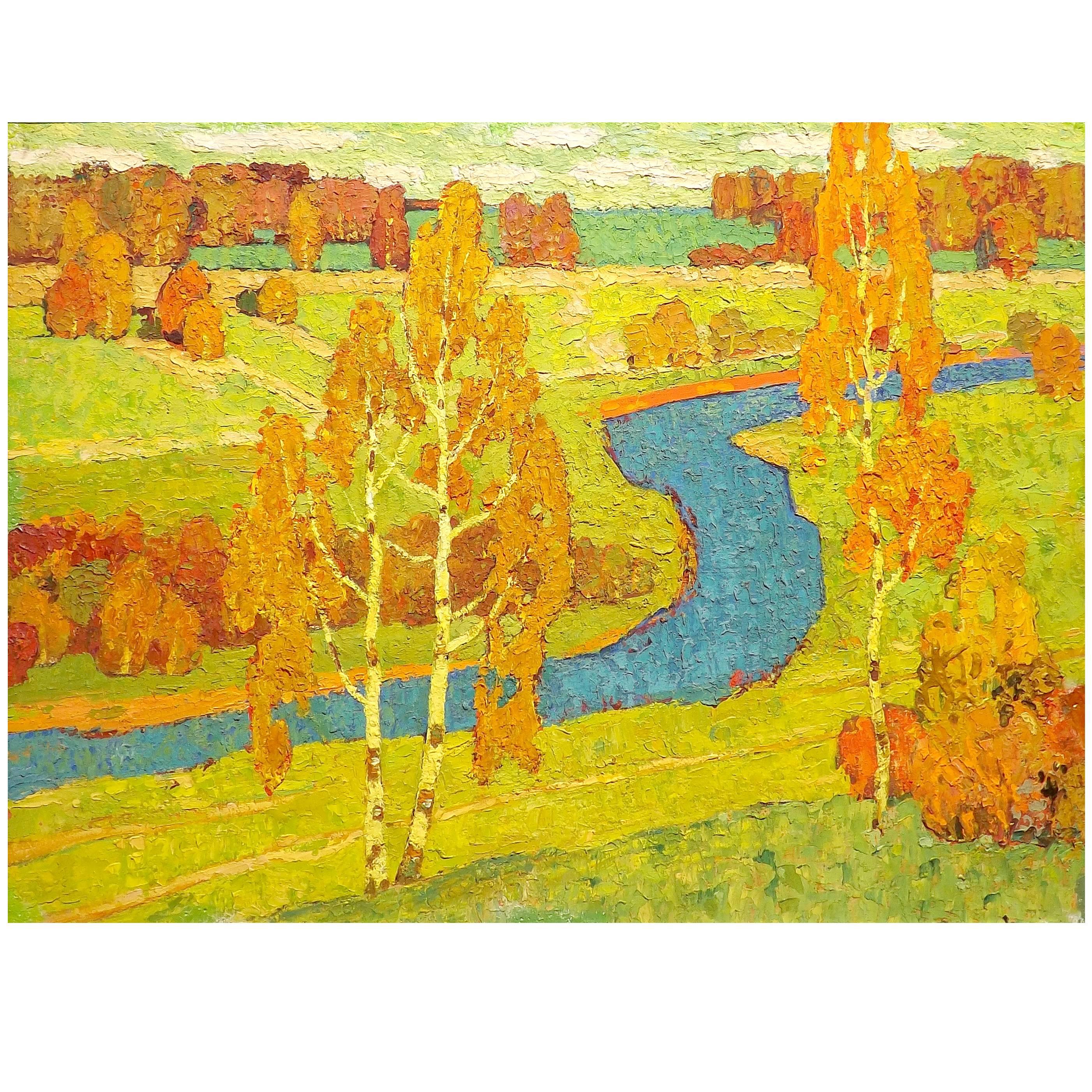 'A View of Autumn' by Soviet Era Painter Viktor Templin, Dated 1961