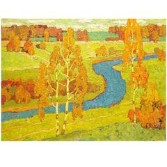 'A View of Autumn' by Soviet Era Painter Viktor Templin, Dated 1961