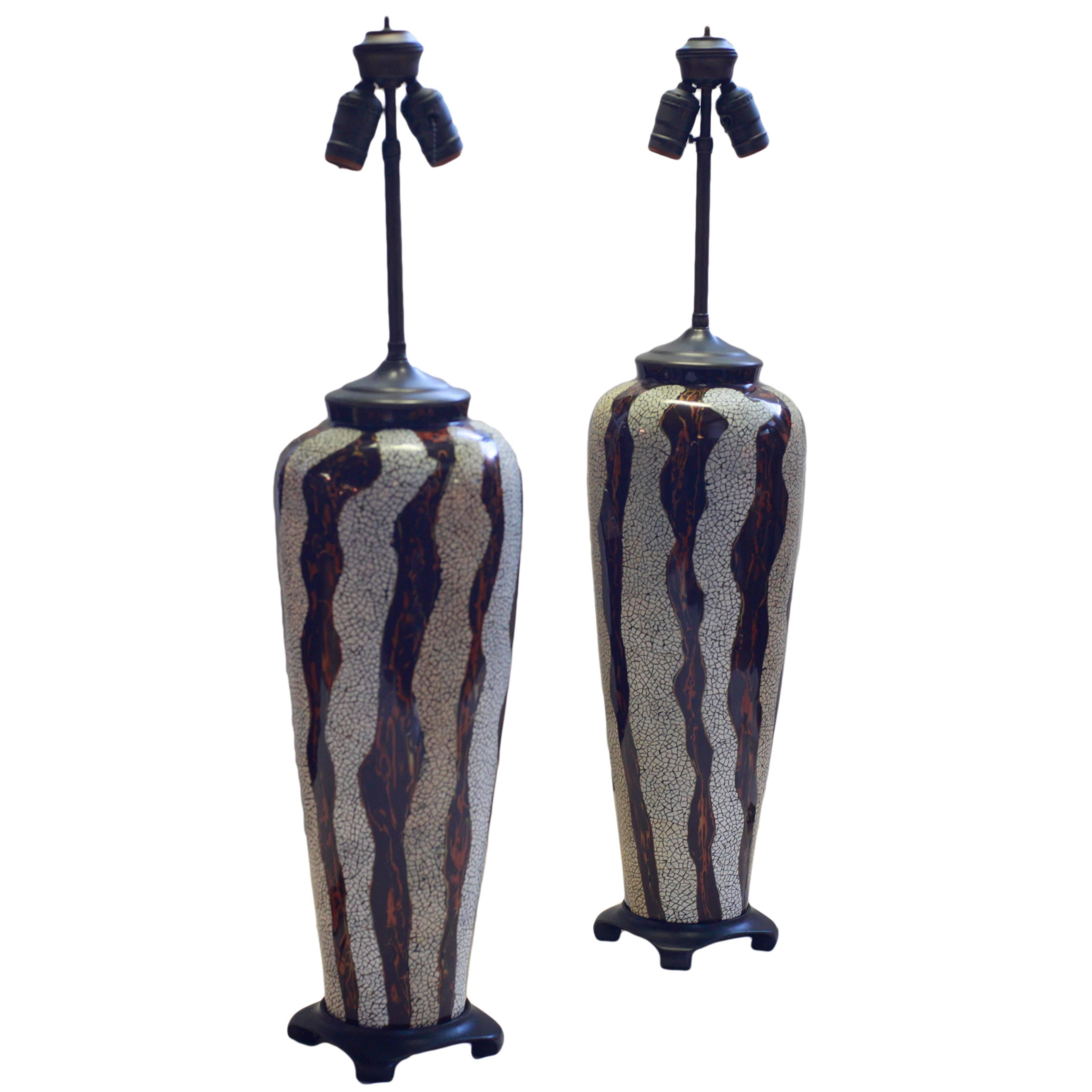 Jean Dunand Style Art Deco Lacquer Lamps For Sale