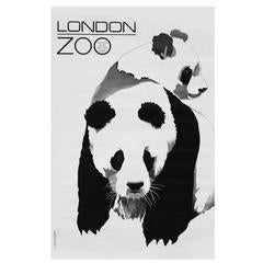 1960s London Zoo Panda Travel Poster Black and White Design Art