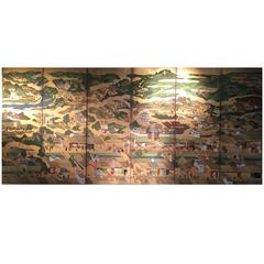 Edo Period Japanese Six-Fold Screen