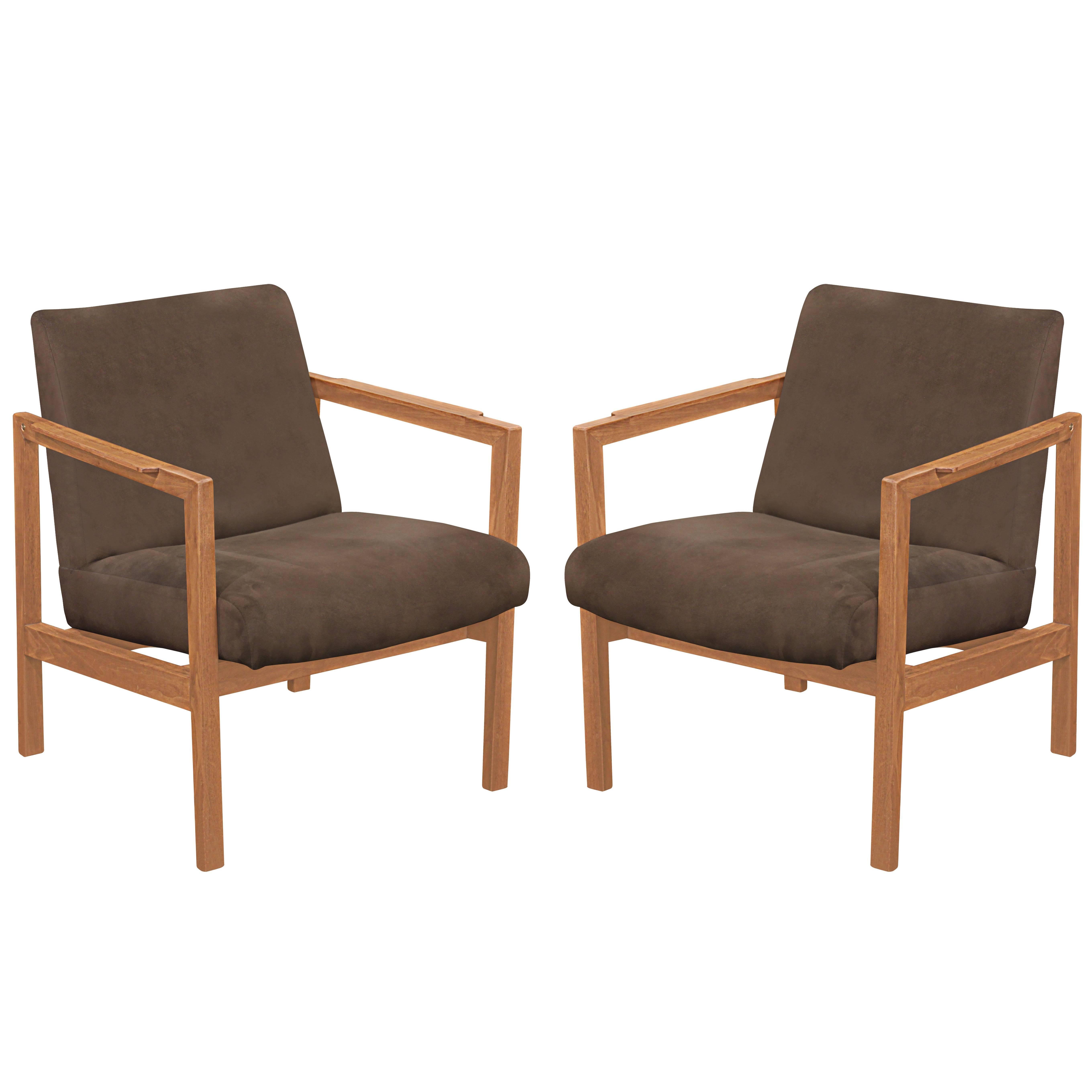 Pair of Open Arm Lounge Chairs in Mahogany by Edward Wormley