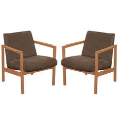 Pair of Open Arm Lounge Chairs in Mahogany by Edward Wormley
