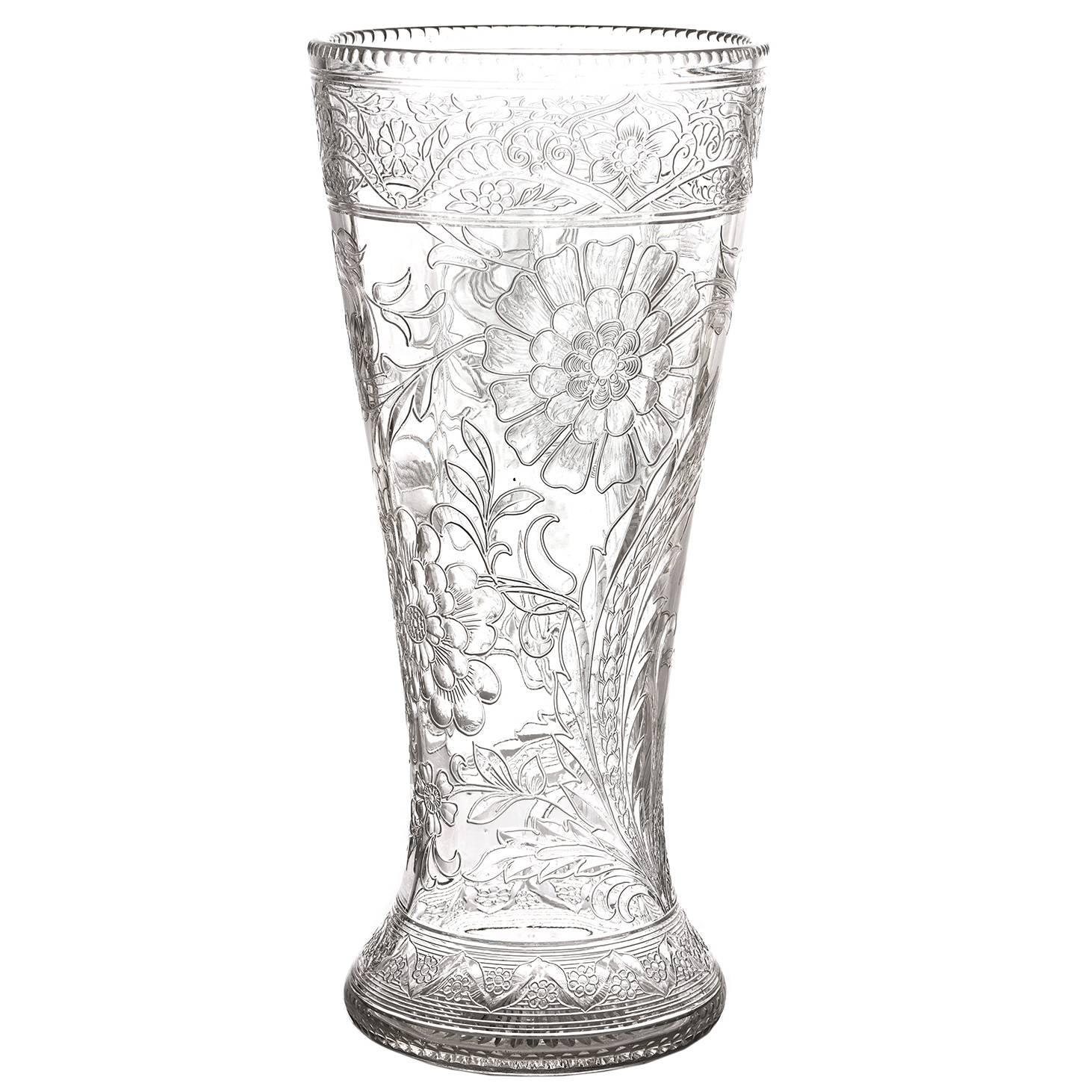 Spectacular Thomas Webb Art Nouveau Rock Crystal Vase
