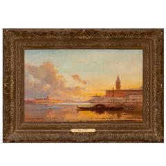 19th Century Framed Oil on Canvas Venice Painting Signed H. Duvieux