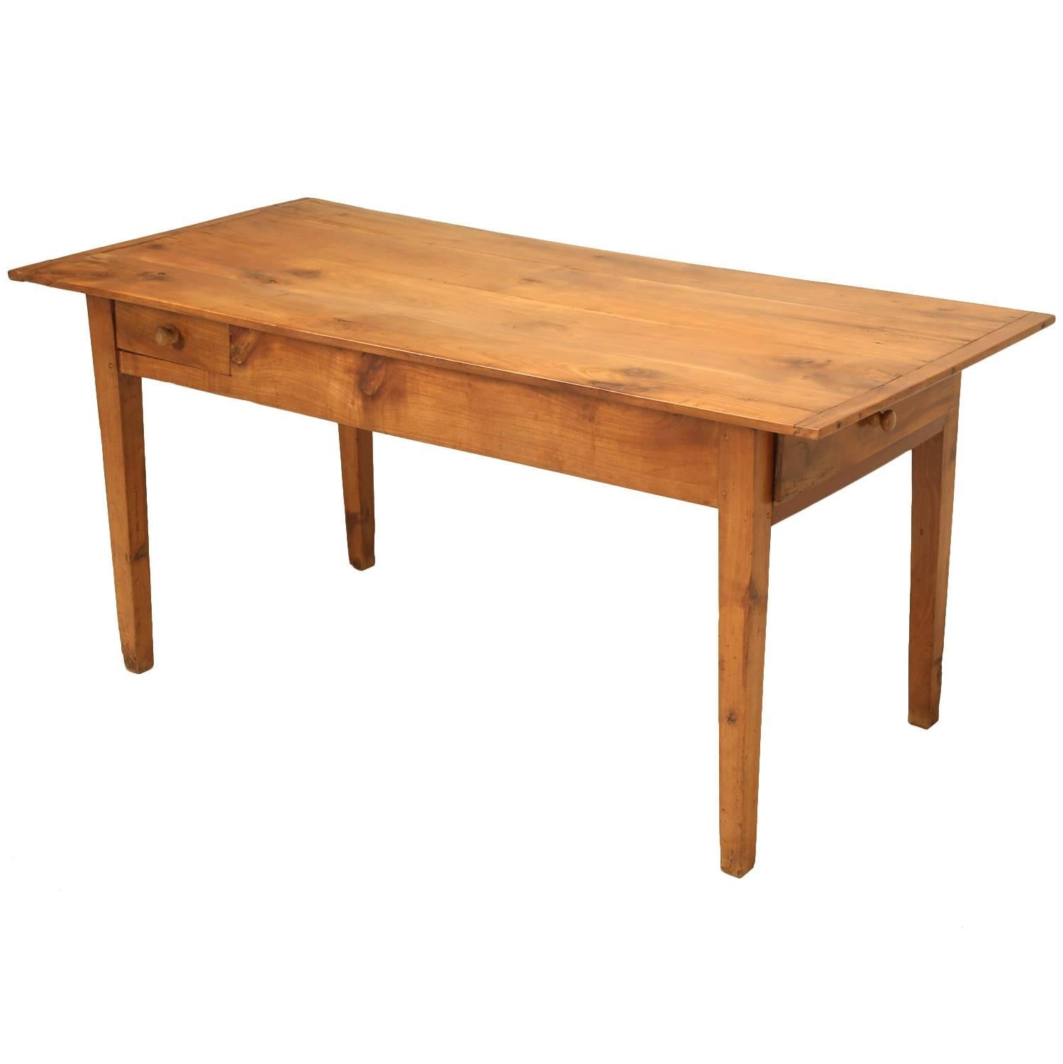 Antique Country French Farm Table or Kitchen Table in Cherry Wood c1880-1900