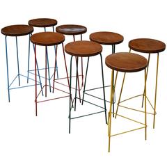 Pierre Jeanneret Unique Set of Six Hight Stools 12