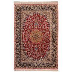 Isfahan Persian Rug Wool and Silk 4
