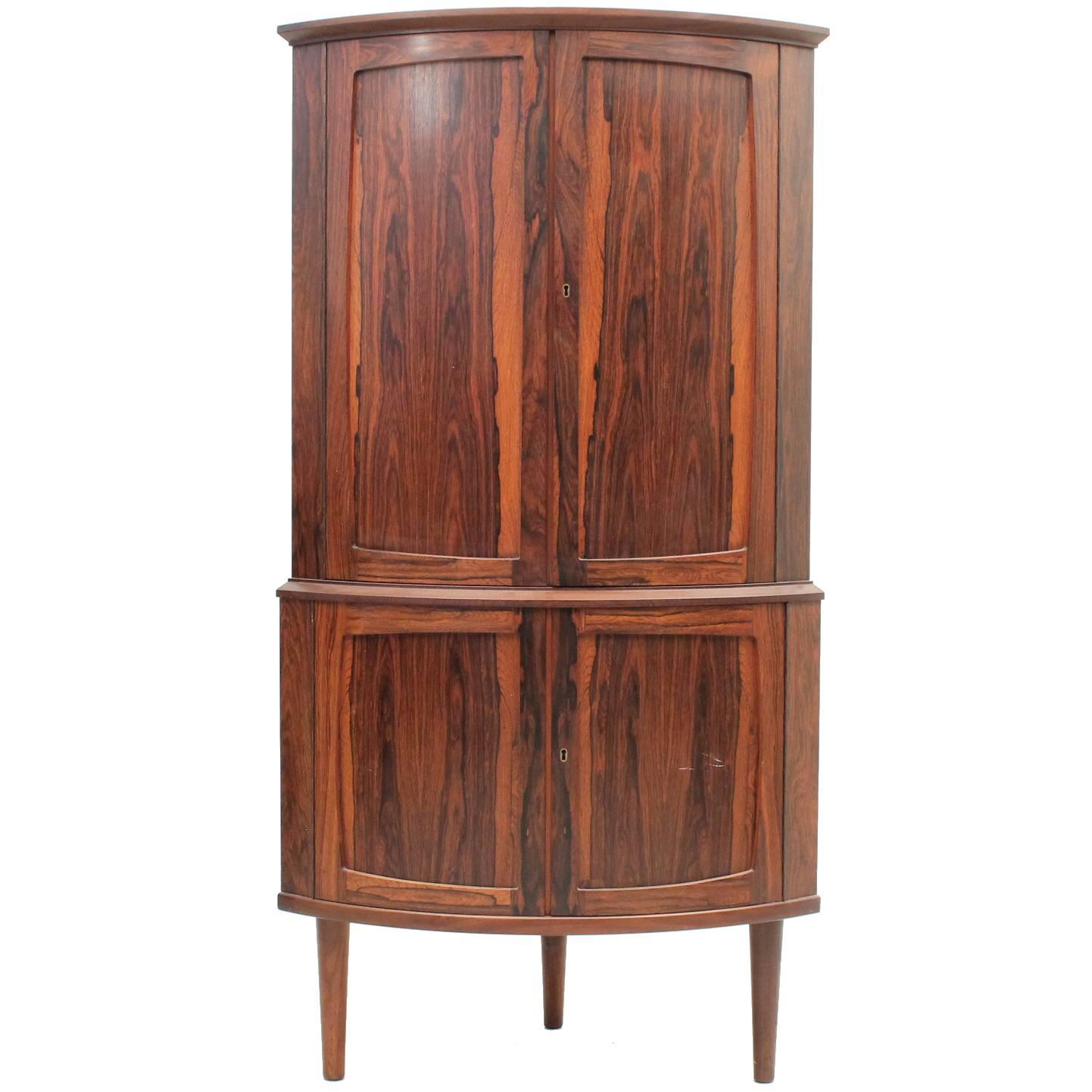 Rosewood Corner Cabinet with Two Storage Sections, Danish, Mid-Century Modern