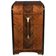 Art Deco Chevron End Table in Bookmatched Walnut with Waterfall Design