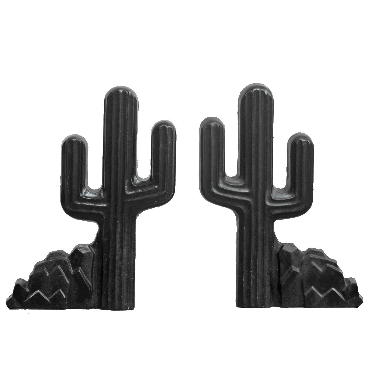 Cacti Cast Iron Andirons For Sale