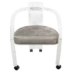 Ultra Chic Modernist Curved Lucite Desk or Vanity Chair