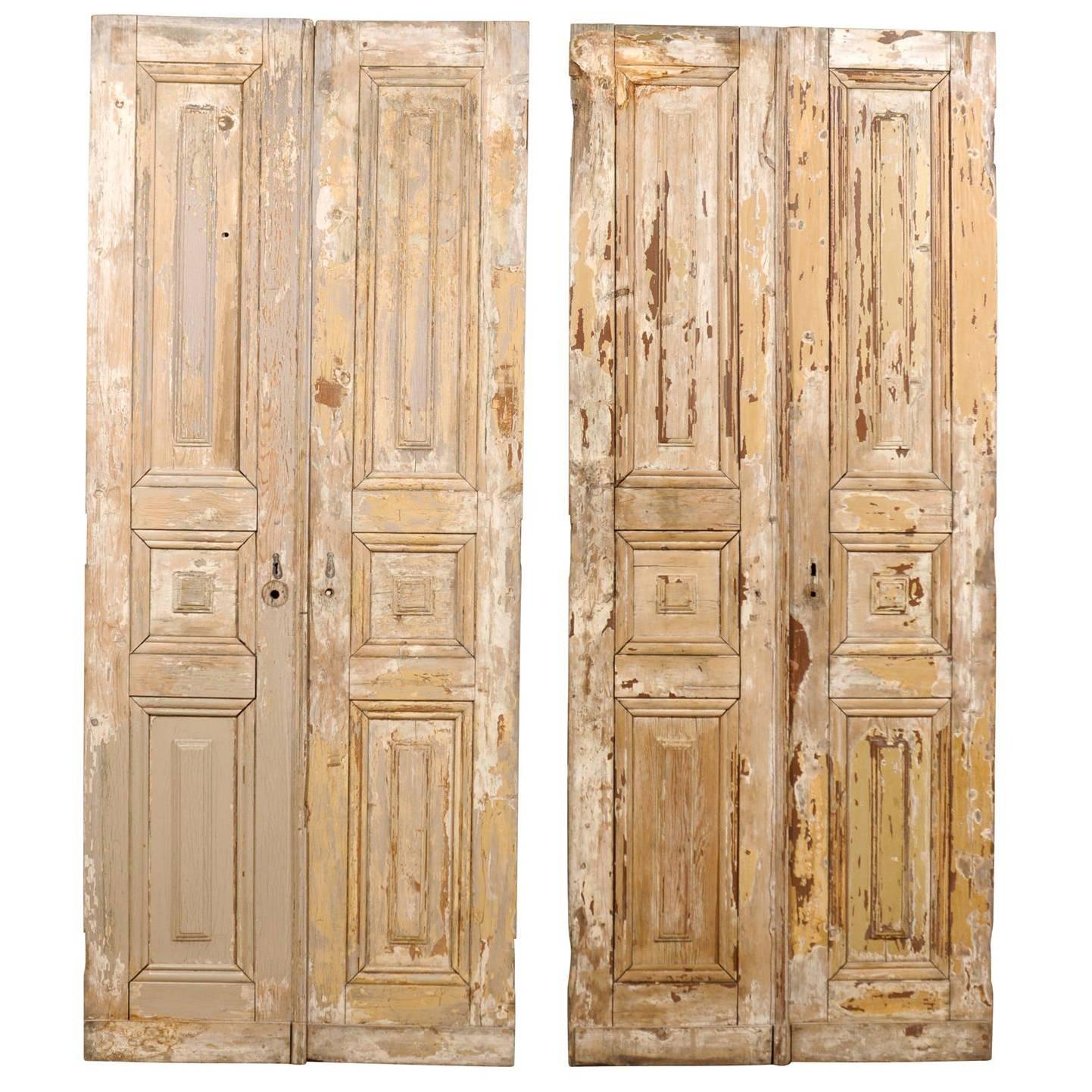 Zwei Paare französischer Holztüren aus dem 19