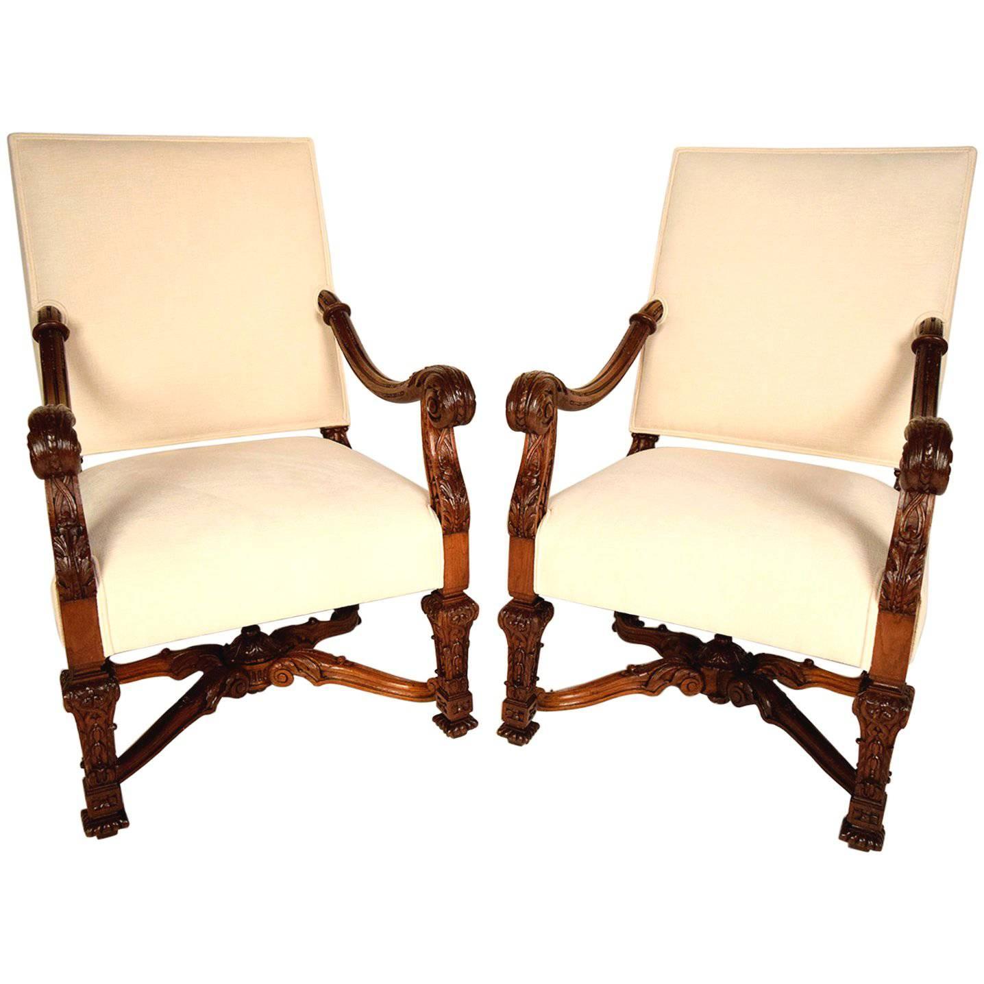Pair of 19th Century French Carved Wood Chairs