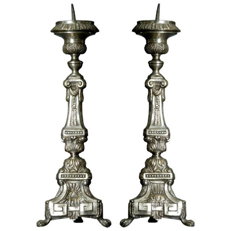 Candlesticks French Baroque 18th Century Argent Hache France