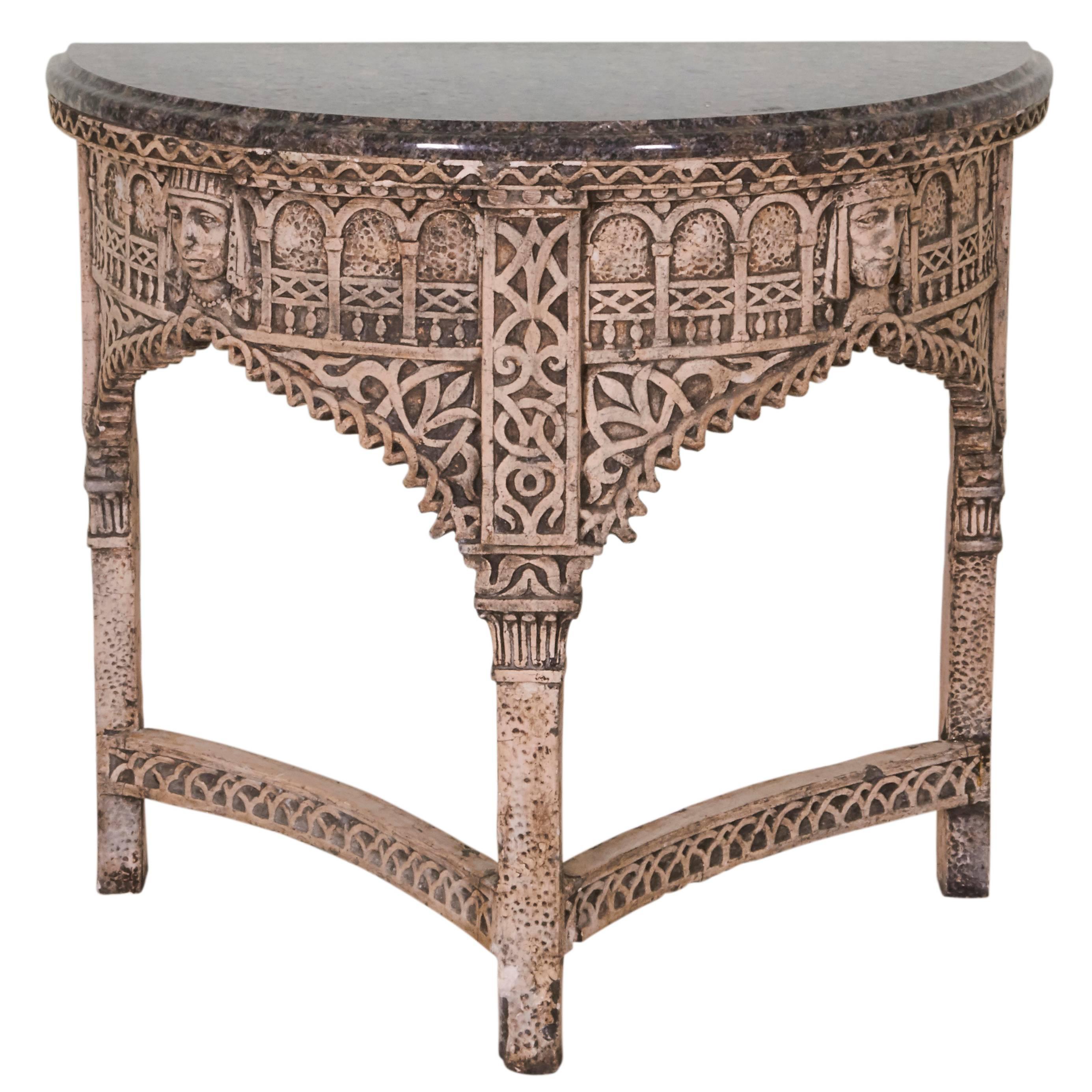 Gothic Style Demilune Console Table
