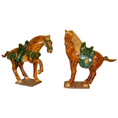 Pair of Chinese Tang Style Ceramic Horses