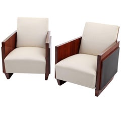 Art Deco Lounge Chairs in the Style of Sornay, France, 1940s
