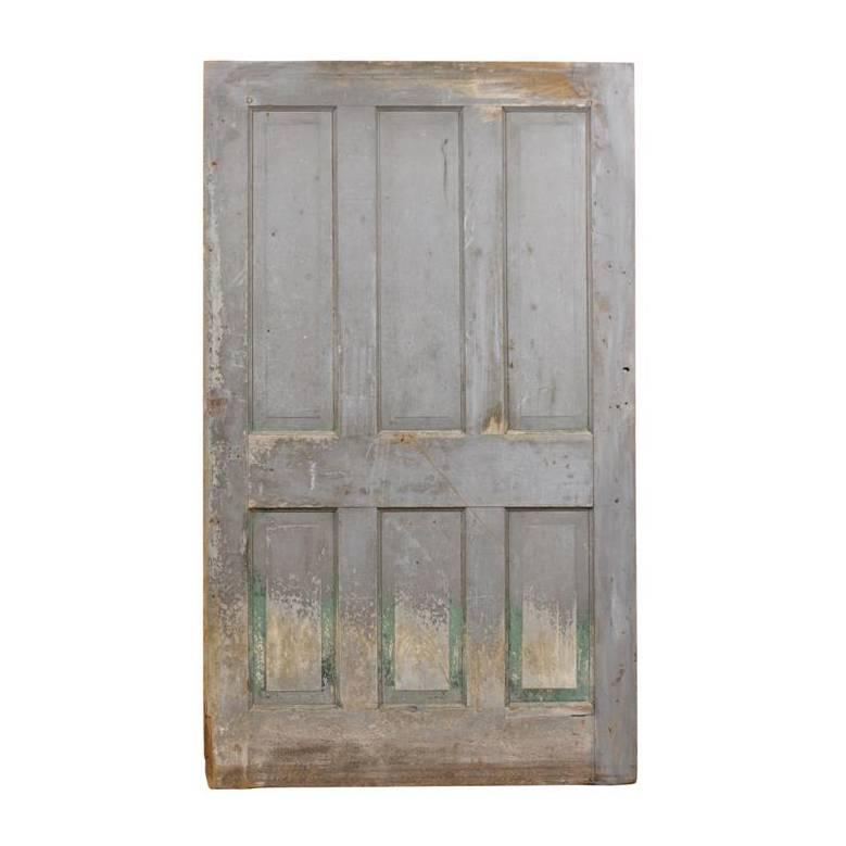 Single Oversized Six-Panel Door with Original Finish For Sale