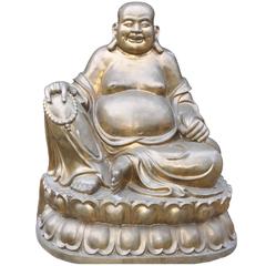 A modern bronze figure of the Laughing Buddha, late 20th century