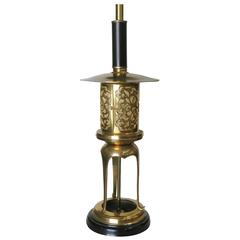 Mid-Century James Mont Style Brass Lantern Table Lamp
