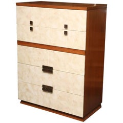 Handsome Tomlinson Mahogany and Lacquered Parchment Chest