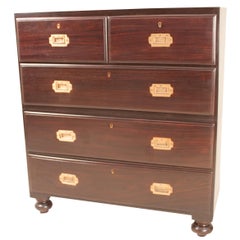 British Colonial Rosewood Campaign Chest of Drawers
