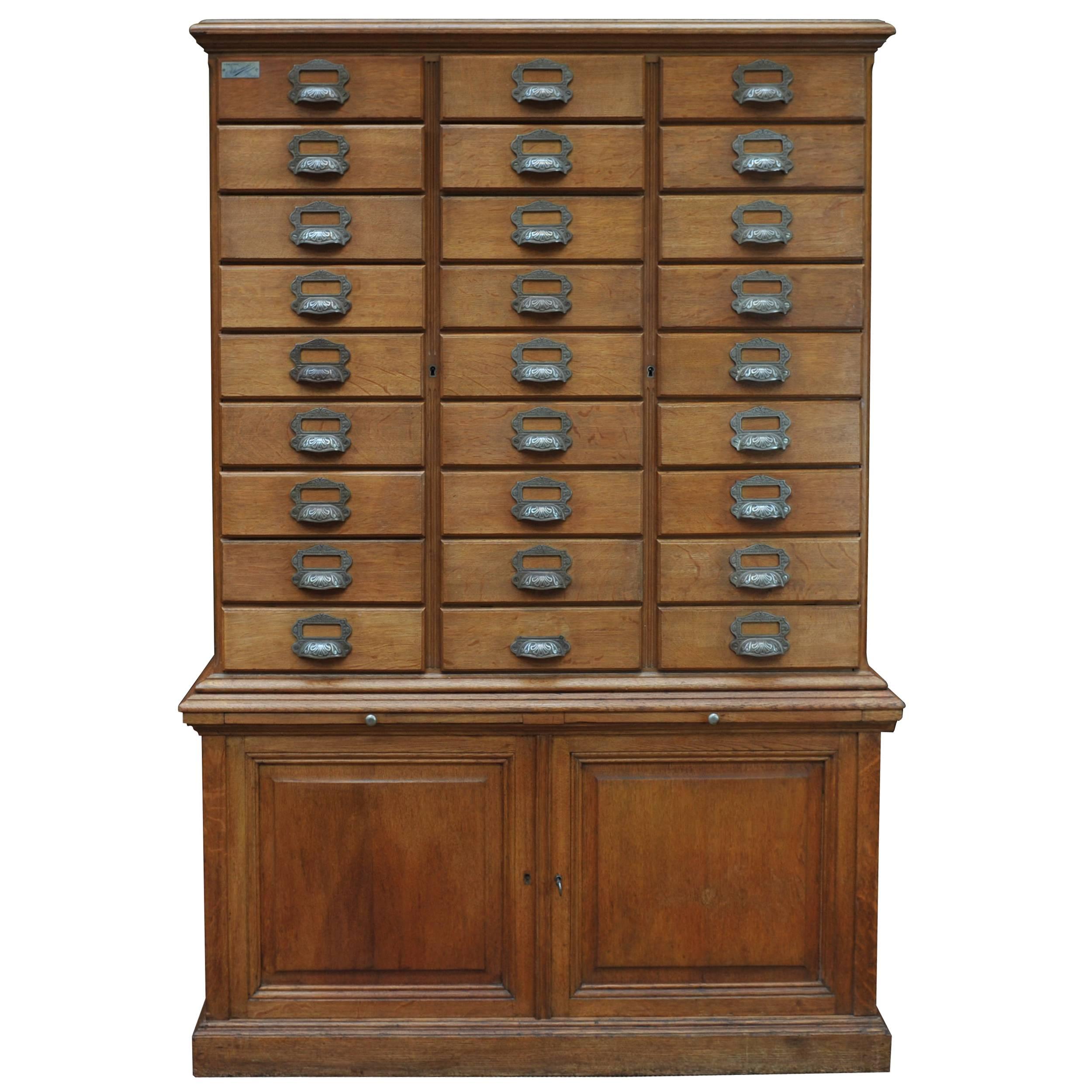 French Oak Notary Luxurious Multi-Drawer File Cabinet from E.Chouanrad, Paris