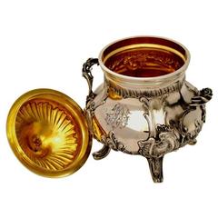 Puiforcat Imposing French Sterling Silver 18-Karat Gold Sugar Bowl Rococo