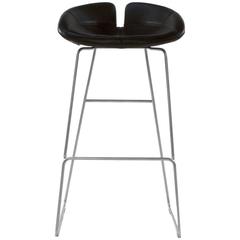 Moroso Brown Leather Fjord High Bar Stool by Patricia Urquiola, Italy