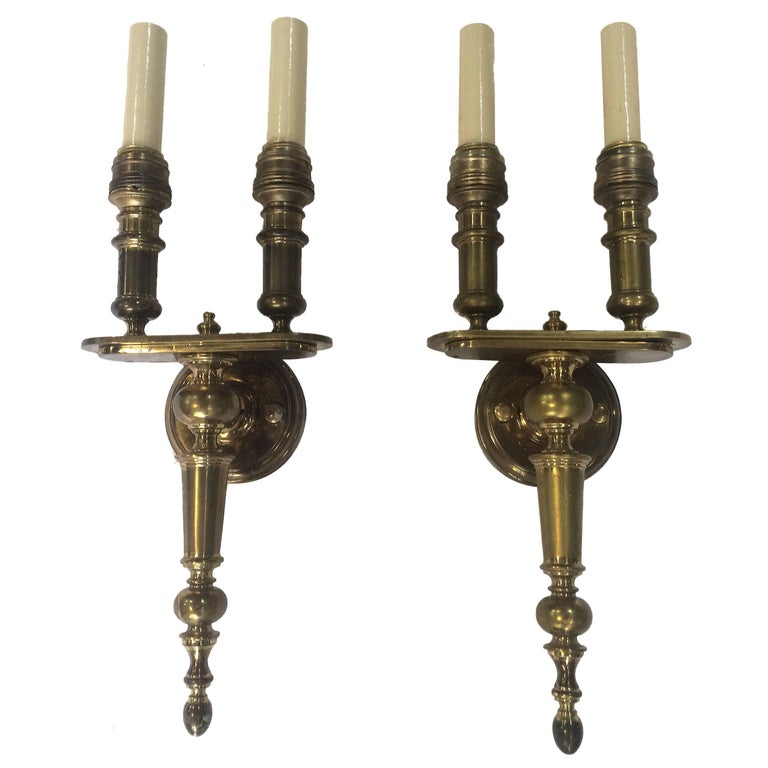 Set of 12 Bronze Sconces with Double Arm For Sale