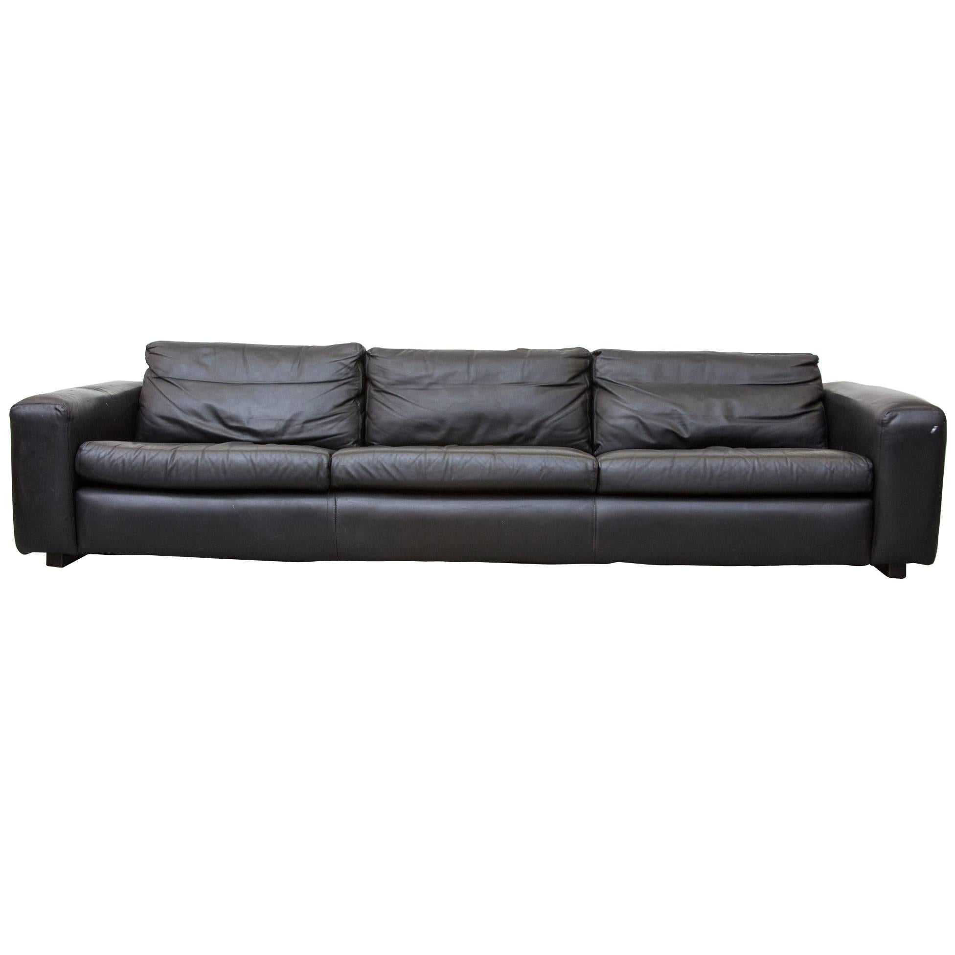 Extra Long Mid-Century Leather Sofa