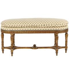 French Louis XVI Style Carved Giltwood Oval Bench by Mati & Cie, 19th Century