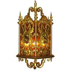 French 19th-20th Century Neoclassical Style Gilt Bronze Figural Hanging Lantern 11