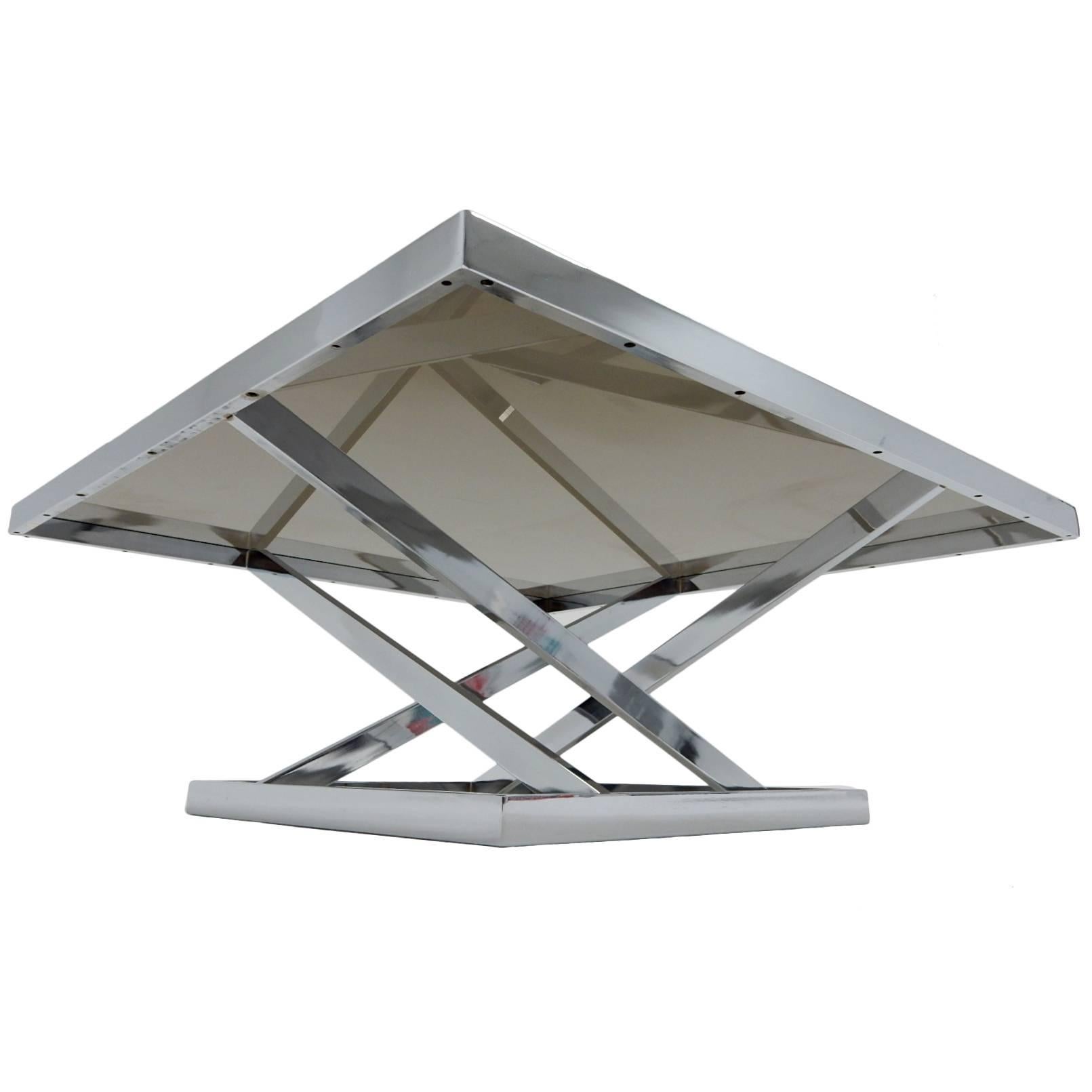 1970s Architectural Chrome Coffee Table in the stule of Milo Baughman by DIA