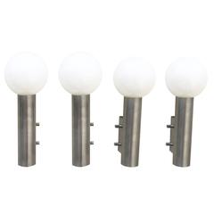 Set of Four Polished Stainless Steel Sconces, France, 1970s 3