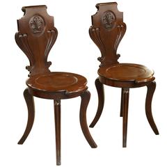 Pair of Regency Mahogany Hall Chairs