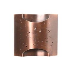 Handcrafted "Starlite" Set of Stunning Curved Copper Perforated Wall Sconces