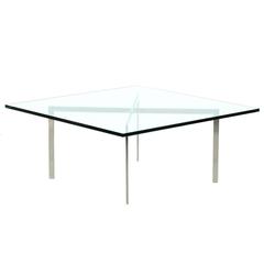 Signed Barcelona Chrome and Glass Coffee Table by Mies Van Der Rohe for Knoll