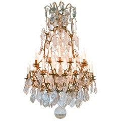 Monumental French Bronze and Crystal Thirty-Five-Light Chandelier