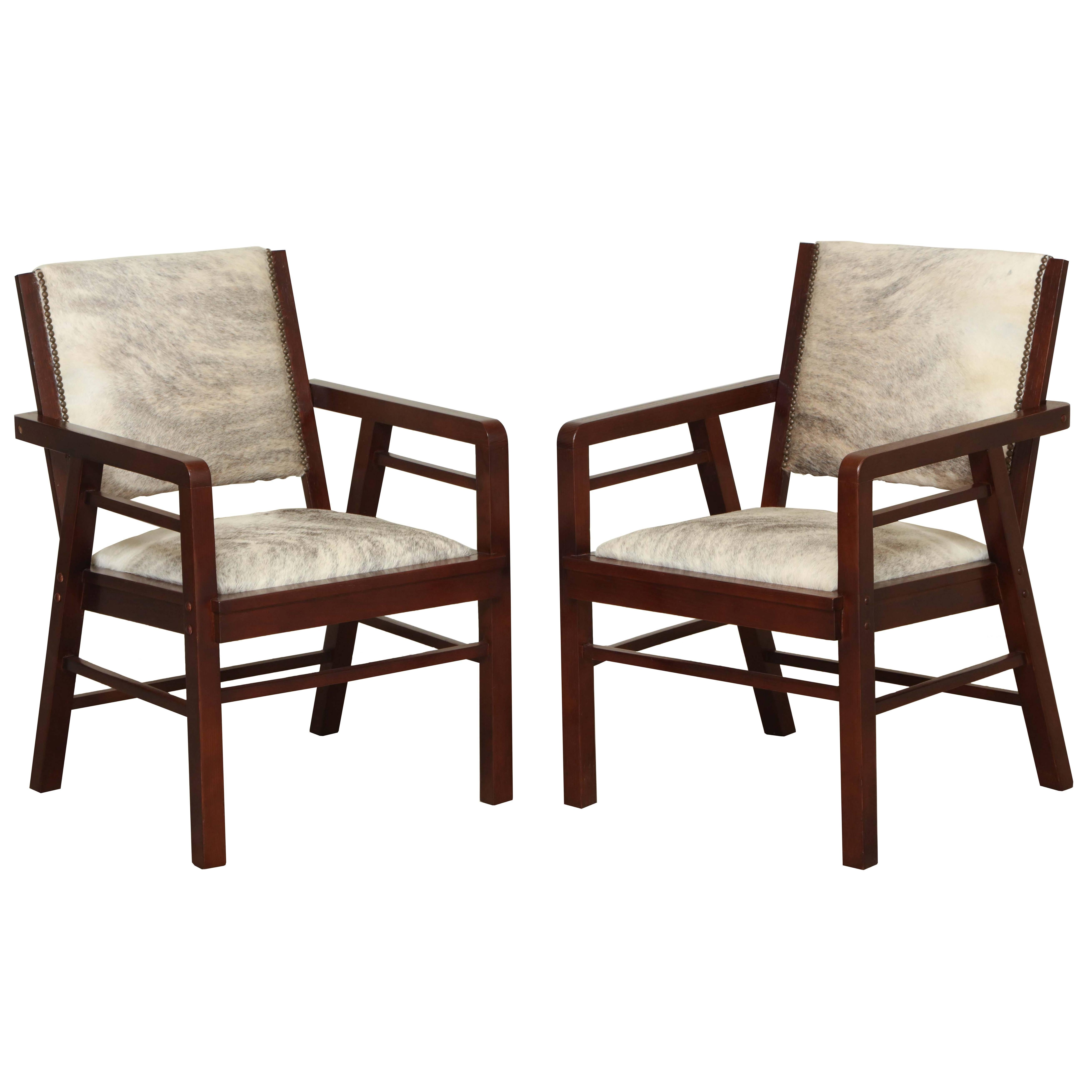 Pair of Oak Chairs For Sale