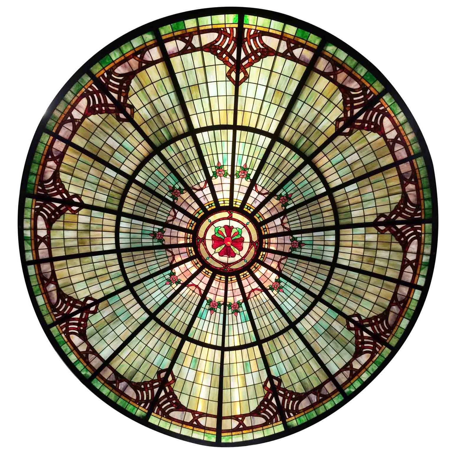 Wild Rose Stained Glass Ceiling Dome